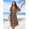 Zeagoo Women Dresses Summer Casual Short Sleeve Button Down Shirt Dresses 2026 Beach Cover Up with Pockets(Boho Print)