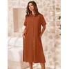 Zeagoo Women Dresses Summer Casual Short Sleeve Button Down Shirt Dresses 2026 Beach Cover Up with Pockets(Brick Red)