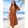 Zeagoo Women Dresses Summer Casual Short Sleeve Button Down Shirt Dresses 2026 Beach Cover Up with Pockets(Brick Red)