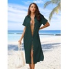 Zeagoo Women Dresses Summer Casual Short Sleeve Button Down Shirt Dresses 2026 Beach Cover Up with Pockets(Green)