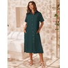Zeagoo Women Dresses Summer Casual Short Sleeve Button Down Shirt Dresses 2026 Beach Cover Up with Pockets(Green)