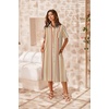 Zeagoo Women Dresses Summer Casual Short Sleeve Button Down Shirt Dresses 2026 Beach Cover Up with Pockets(Khaki Stripe)