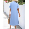 Zeagoo Women Dresses Summer Casual Short Sleeve Button Down Shirt Dresses 2026 Beach Cover Up with Pockets(Light Blue)