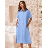 Zeagoo Women Dresses Summer Casual Short Sleeve Button Down Shirt Dresses 2026 Beach Cover Up with Pockets(Light Blue)