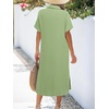 Zeagoo Women Dresses Summer Casual Short Sleeve Button Down Shirt Dresses 2026 Beach Cover Up with Pockets(Light Green)