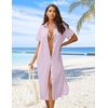 Zeagoo Women Dresses Summer Casual Short Sleeve Button Down Shirt Dresses 2026 Beach Cover Up with Pockets(Light Purple)