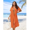 Zeagoo Women Dresses Summer Casual Short Sleeve Button Down Shirt Dresses 2026 Beach Cover Up with Pockets(Orange)