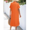 Zeagoo Women Dresses Summer Casual Short Sleeve Button Down Shirt Dresses 2026 Beach Cover Up with Pockets(Orange)