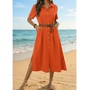 Zeagoo Women Dresses Summer Casual Short Sleeve Button Down Shirt Dresses 2026 Beach Cover Up with Pockets(Orange)