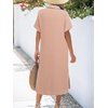 Zeagoo Women Dresses Summer Casual Short Sleeve Button Down Shirt Dresses 2026 Beach Cover Up with Pockets(Pink)