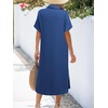 Zeagoo Women Dresses Summer Casual Short Sleeve Button Down Shirt Dresses 2026 Beach Cover Up with Pockets(Royal Blue)