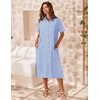 Zeagoo Women Dresses Summer Casual Short Sleeve Button Down Shirt Dresses 2026 Beach Cover Up with Pockets(Tw846)