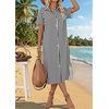 Zeagoo Women Dresses Summer Casual Short Sleeve Button Down Shirt Dresses 2026 Beach Cover Up with Pockets(Tz166)