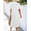 Zeagoo Women Dresses Summer Casual Short Sleeve Button Down Shirt Dresses 2026 Beach Cover Up with Pockets(White)