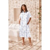 Zeagoo Women Dresses Summer Casual Short Sleeve Button Down Shirt Dresses 2026 Beach Cover Up with Pockets(White Print)