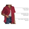 Zeagoo Women Linen Button Down Shirt Rolled Cuffed Short Sleeve Blouse Ladies Summer Casual V Neck Beach Cotton Tops(Bordeaux Red)