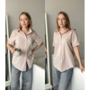Zeagoo Women Linen Button Down Shirt Rolled Cuffed Short Sleeve Blouse Ladies Summer Casual V Neck Beach Cotton Tops(D-light Khaki)