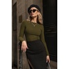 Zeagoo Women Long Sleeve Shirts Ribbed Slim Fit Tops Crewneck Basic Tee(Army Green)