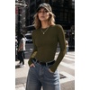 Zeagoo Women Long Sleeve Shirts Ribbed Slim Fit Tops Crewneck Basic Tee(Army Green)