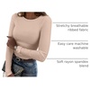 Zeagoo Women Long Sleeve Shirts Ribbed Slim Fit Tops Crewneck Basic Tee(Beige)