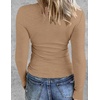 Zeagoo Women Long Sleeve Shirts Ribbed Slim Fit Tops Crewneck Basic Tee(Beige+brown+light Brown)