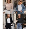 Zeagoo Women Long Sleeve Shirts Ribbed Slim Fit Tops Crewneck Basic Tee(Black+white+beige)