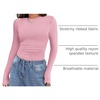 Zeagoo Women Long Sleeve Shirts Ribbed Slim Fit Tops Crewneck Basic Tee(Black+white+pink)