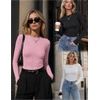 Zeagoo Women Long Sleeve Shirts Ribbed Slim Fit Tops Crewneck Basic Tee(Black+white+pink)