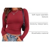 Zeagoo Women Long Sleeve Shirts Ribbed Slim Fit Tops Crewneck Basic Tee(Black+white+wine Red)