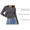 Zeagoo Women Long Sleeve Shirts Ribbed Slim Fit Tops Crewneck Basic Tee(Charcoal Grey)