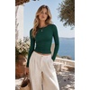Zeagoo Women Long Sleeve Shirts Ribbed Slim Fit Tops Crewneck Basic Tee(Dark Green)