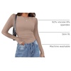 Zeagoo Women Long Sleeve Shirts Ribbed Slim Fit Tops Crewneck Basic Tee(Light Khaki)