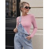 Zeagoo Women Long Sleeve Shirts Ribbed Slim Fit Tops Crewneck Basic Tee(Pink)