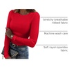 Zeagoo Women Long Sleeve Shirts Ribbed Slim Fit Tops Crewneck Basic Tee(Red)