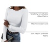 Zeagoo Women Long Sleeve Shirts Ribbed Slim Fit Tops Crewneck Basic Tee(White)