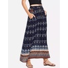 Zeagoo Women’s 2026 Boho Floral Skirt Casual Elastic High Waist Maxi Skirts Flowy A Line Beach Long Skirt with Side Pockets(Black Navy)