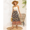 Zeagoo Women’s 2026 Boho Floral Skirt Casual Elastic High Waist Maxi Skirts Flowy A Line Beach Long Skirt with Side Pockets(Black Yellow)