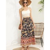 Zeagoo Women’s 2026 Boho Floral Skirt Casual Elastic High Waist Maxi Skirts Flowy A Line Beach Long Skirt with Side Pockets(Black Yellow)