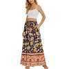 Zeagoo Women’s 2026 Boho Floral Skirt Casual Elastic High Waist Maxi Skirts Flowy A Line Beach Long Skirt with Side Pockets(Black Yellow)