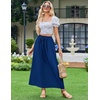 Zeagoo Women’s 2026 Boho Floral Skirt Casual Elastic High Waist Maxi Skirts Flowy A Line Beach Long Skirt with Side Pockets(Blue Color)