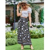 Zeagoo Women’s 2026 Boho Floral Skirt Casual Elastic High Waist Maxi Skirts Flowy A Line Beach Long Skirt with Side Pockets(Bohemian Navy)