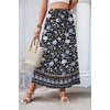 Zeagoo Women’s 2026 Boho Floral Skirt Casual Elastic High Waist Maxi Skirts Flowy A Line Beach Long Skirt with Side Pockets(Bohemian Navy)
