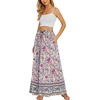 Zeagoo Women’s 2026 Boho Floral Skirt Casual Elastic High Waist Maxi Skirts Flowy A Line Beach Long Skirt with Side Pockets(Boho Purple Flower)