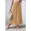 Zeagoo Women’s 2026 Boho Floral Skirt Casual Elastic High Waist Maxi Skirts Flowy A Line Beach Long Skirt with Side Pockets(Camel)