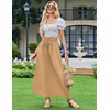 Zeagoo Women’s 2026 Boho Floral Skirt Casual Elastic High Waist Maxi Skirts Flowy A Line Beach Long Skirt with Side Pockets(Camel)