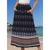 Zeagoo Women’s 2026 Boho Floral Skirt Casual Elastic High Waist Maxi Skirts Flowy A Line Beach Long Skirt with Side Pockets(Dark Blue)