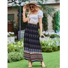 Zeagoo Women’s 2026 Boho Floral Skirt Casual Elastic High Waist Maxi Skirts Flowy A Line Beach Long Skirt with Side Pockets(Dark Blue)