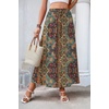 Zeagoo Women’s 2026 Boho Floral Skirt Casual Elastic High Waist Maxi Skirts Flowy A Line Beach Long Skirt with Side Pockets(Ethnic)