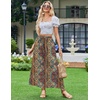 Zeagoo Women’s 2026 Boho Floral Skirt Casual Elastic High Waist Maxi Skirts Flowy A Line Beach Long Skirt with Side Pockets(Ethnic)