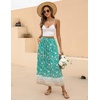 Zeagoo Women’s 2026 Boho Floral Skirt Casual Elastic High Waist Maxi Skirts Flowy A Line Beach Long Skirt with Side Pockets(Green)